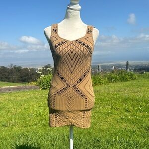 Free People Intimately Fp Medallion Slip Party Dress Bohemian Bodycon Tan M / L